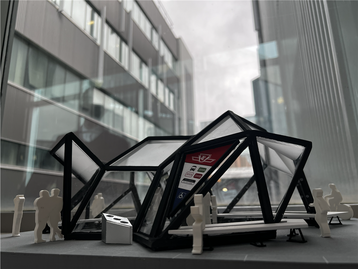 Bus stop street placement render two